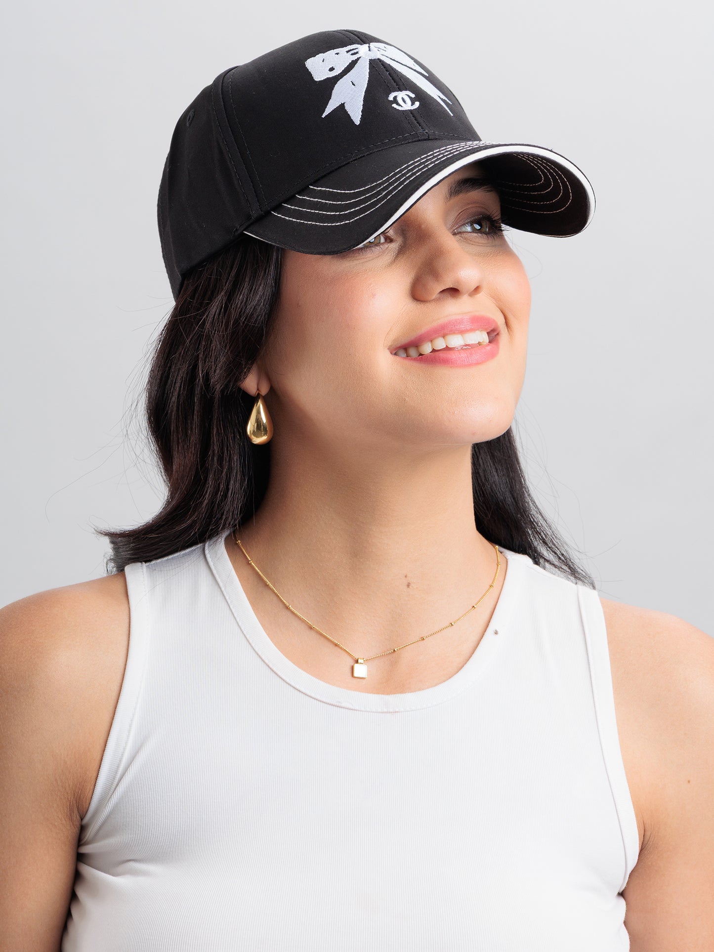 Noir Ribbon Luxe Cap