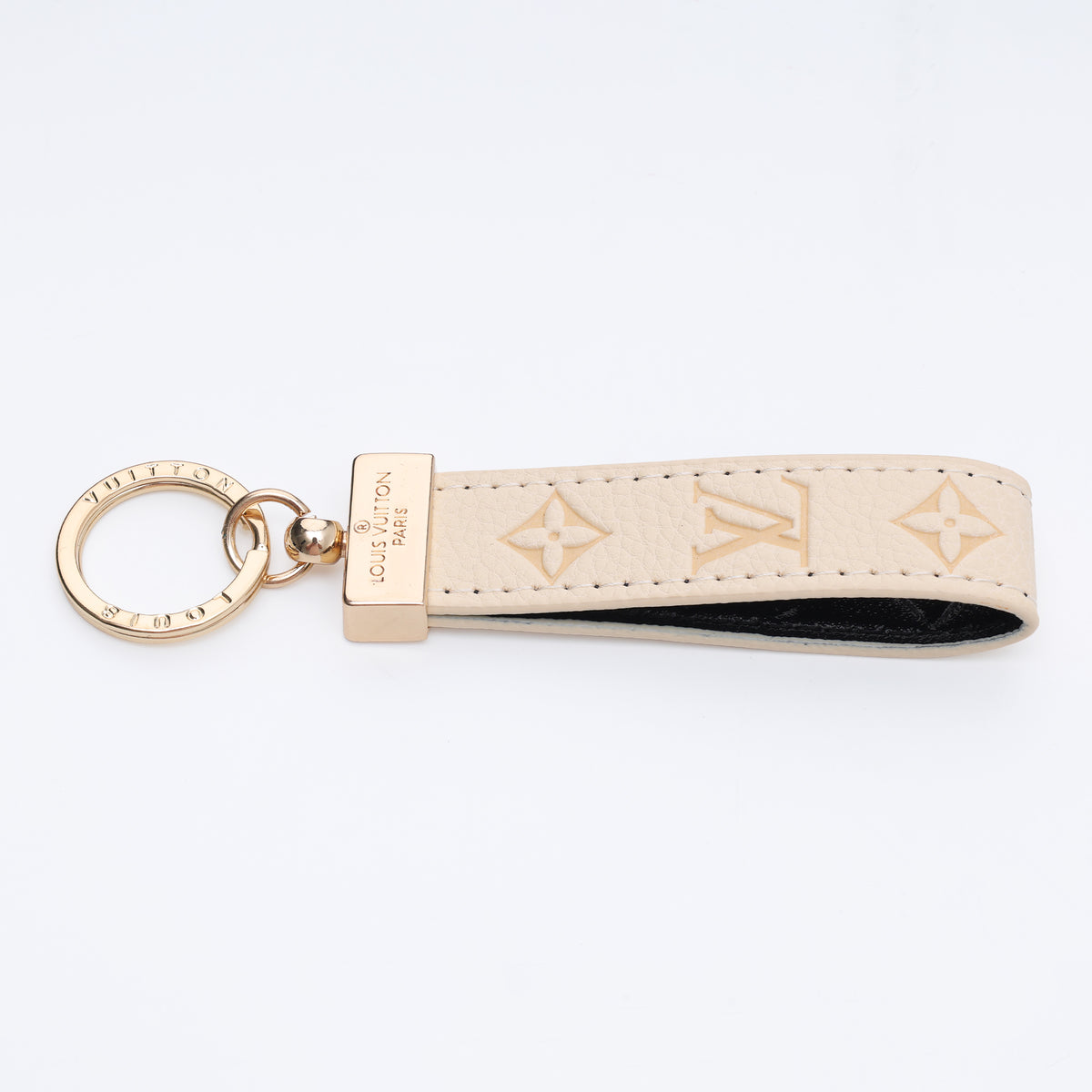 Ivory Elegance Embossed Loop Keychain