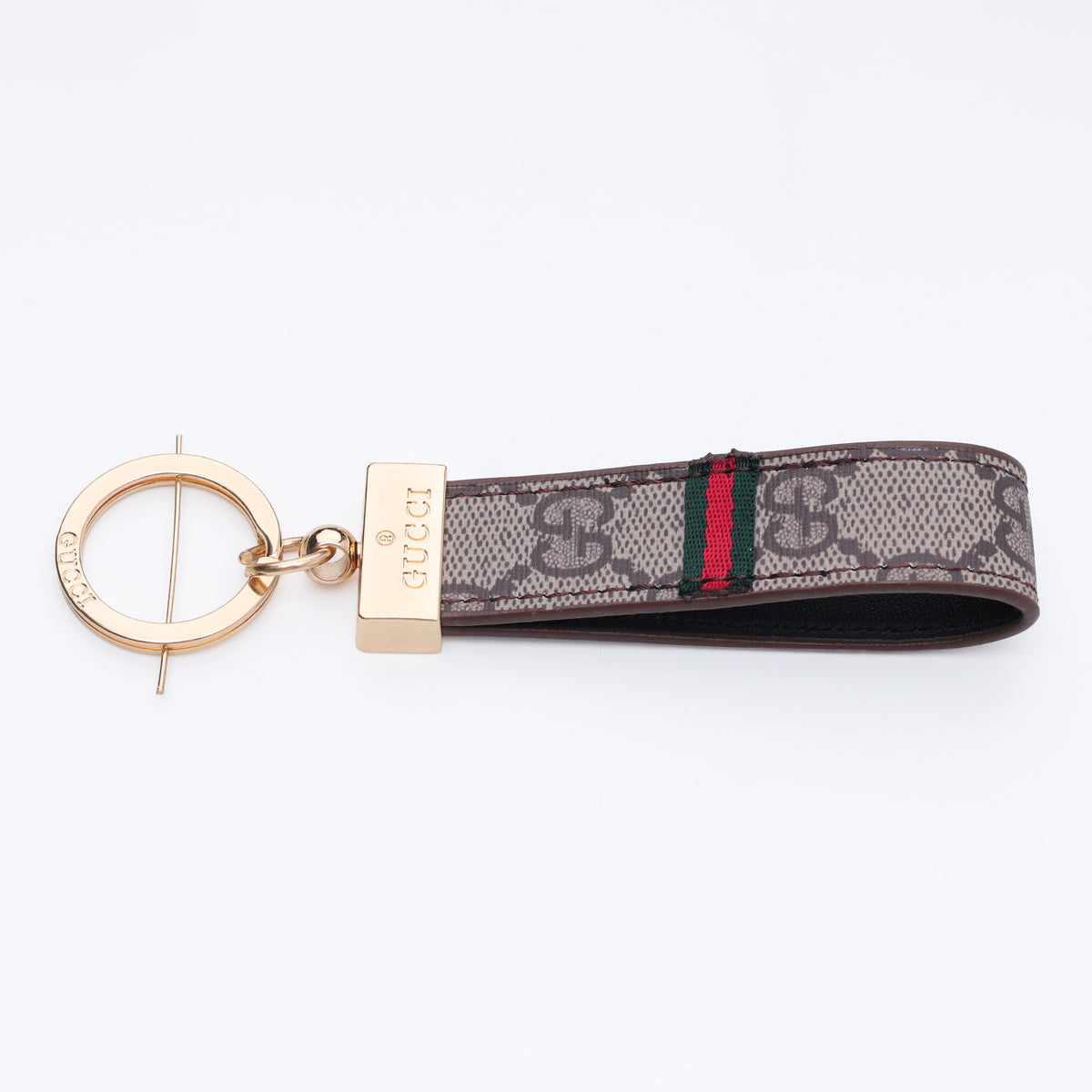 Mocha Stripe Loop Keychain