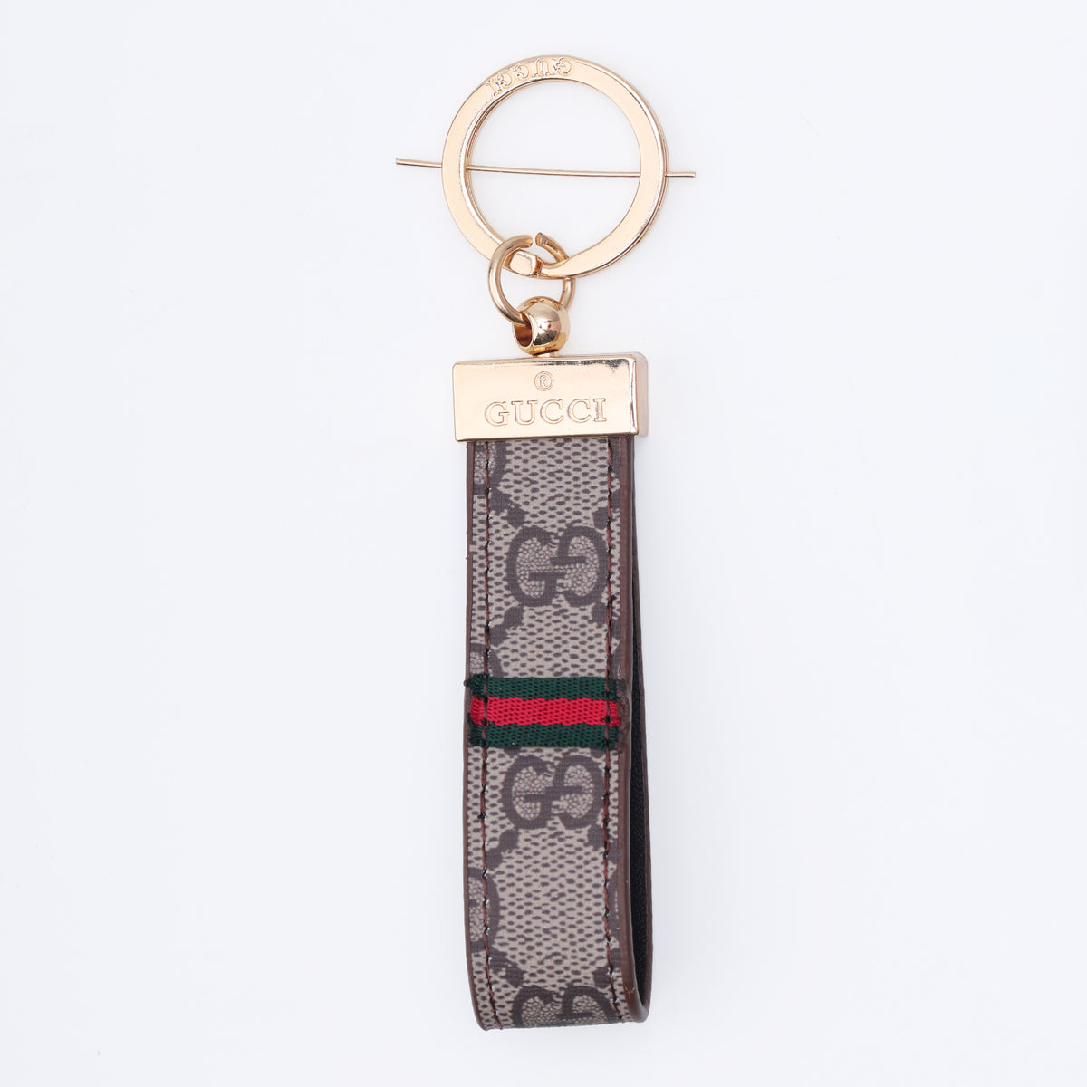 Mocha Stripe Loop Keychain