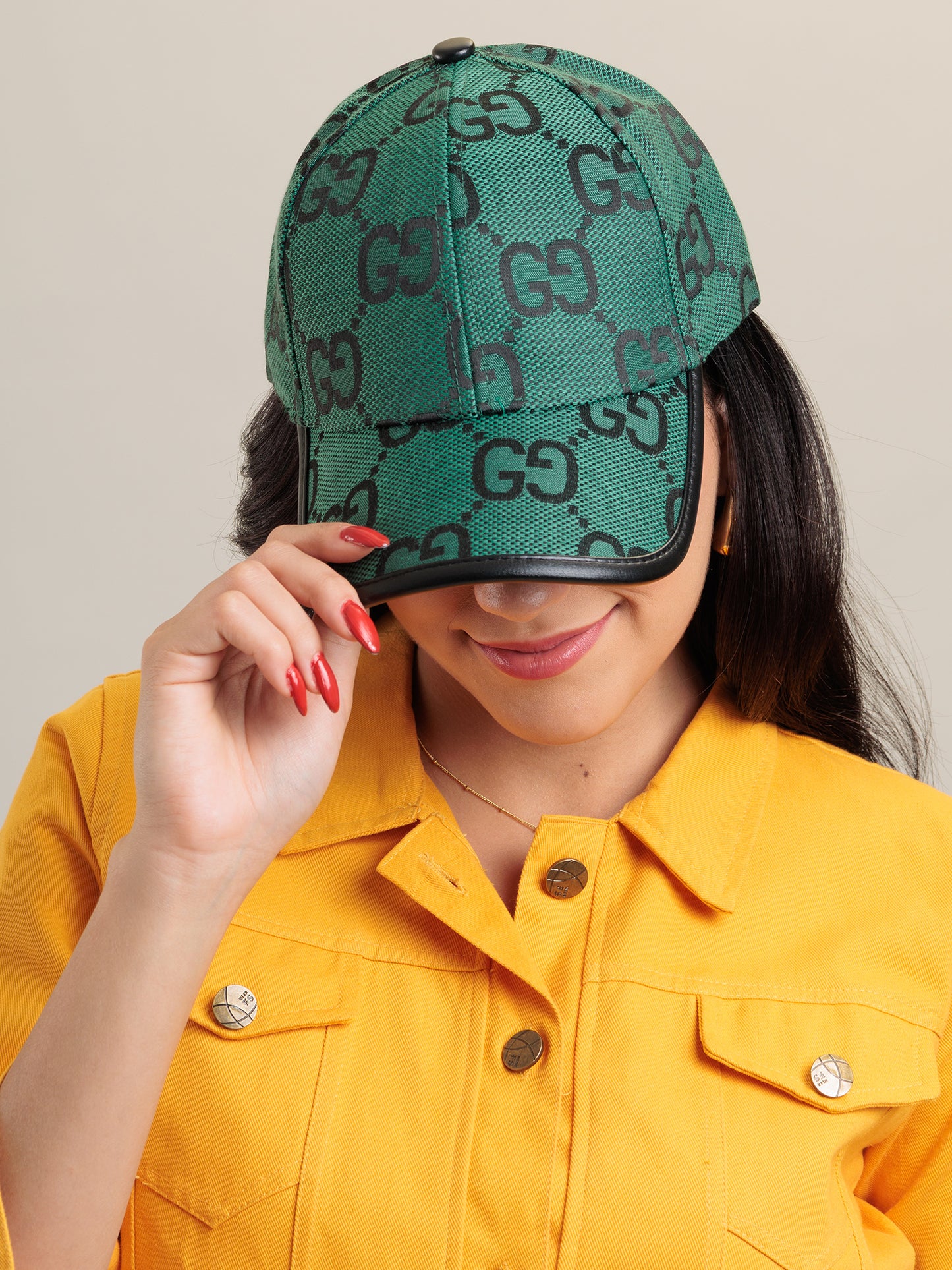 Emerald Grid Monogram Cap