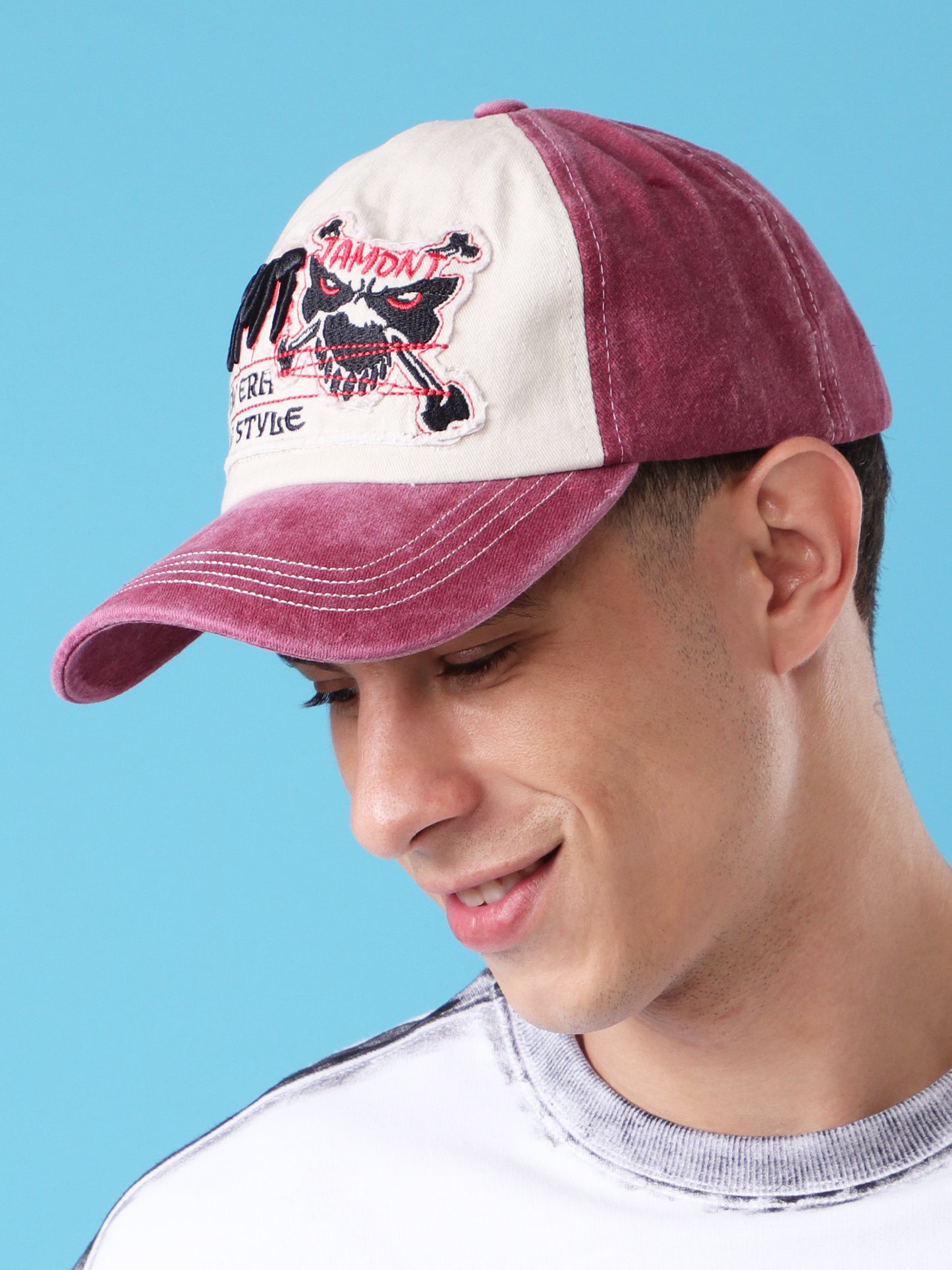 Washed Two-Tone Skull Baseball Cap