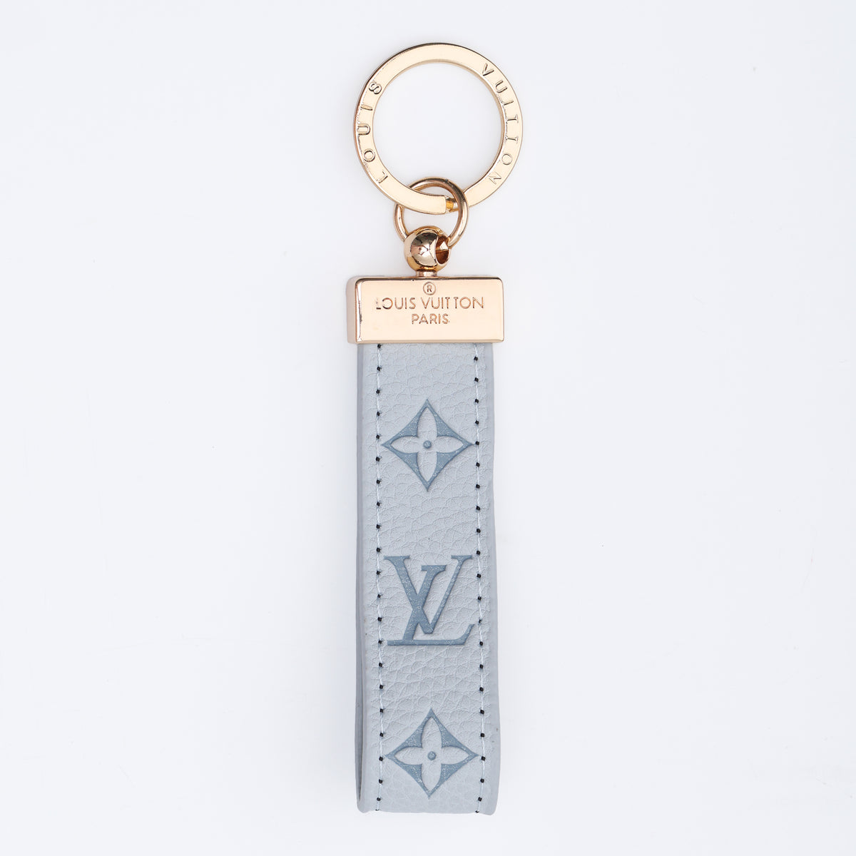 Frost Blue Embossed Signature Loop Keychain