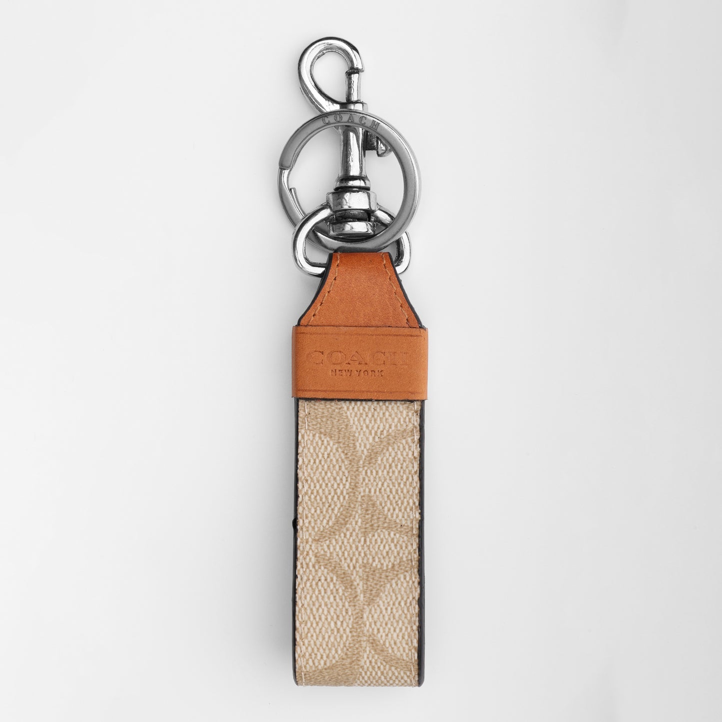 Tan Canvas Leather Keychain