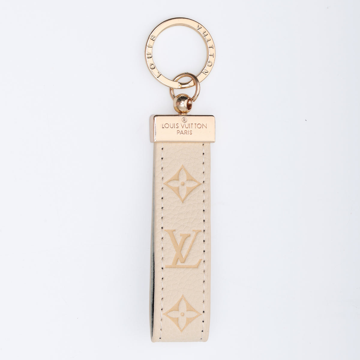 Ivory Elegance Embossed Loop Keychain