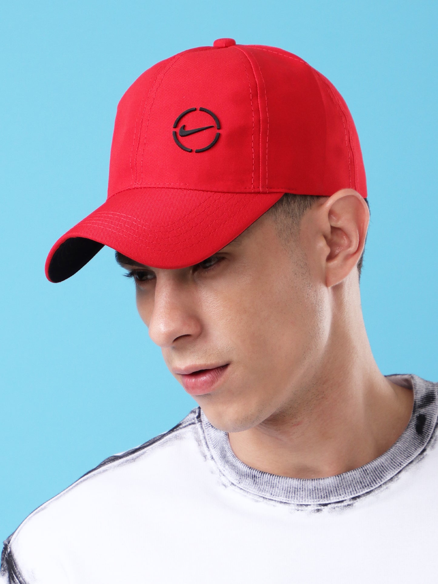 Stylish Red Baseball Cap with Embroidered Logo