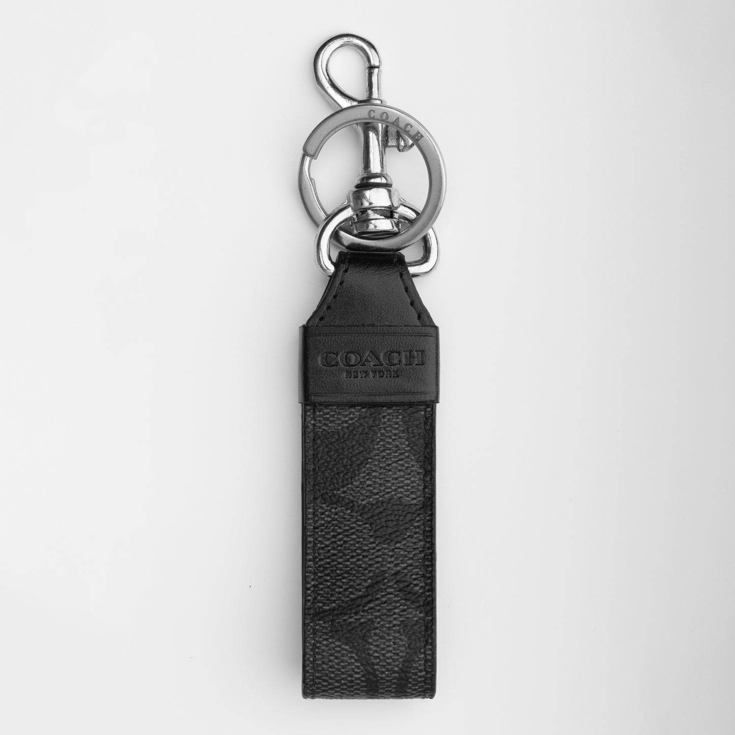 Black Pebble Leather Keyring