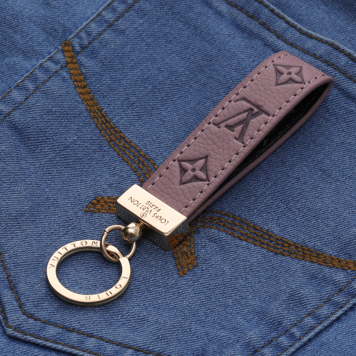 Dusty Mauve Embossed Loop Keychain