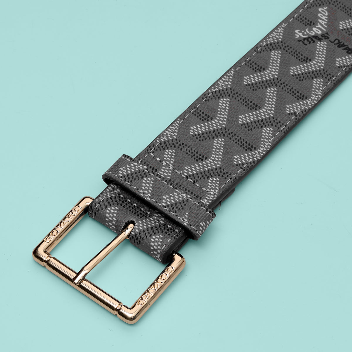 Graphite Mosaic Gold Buckle Belt
