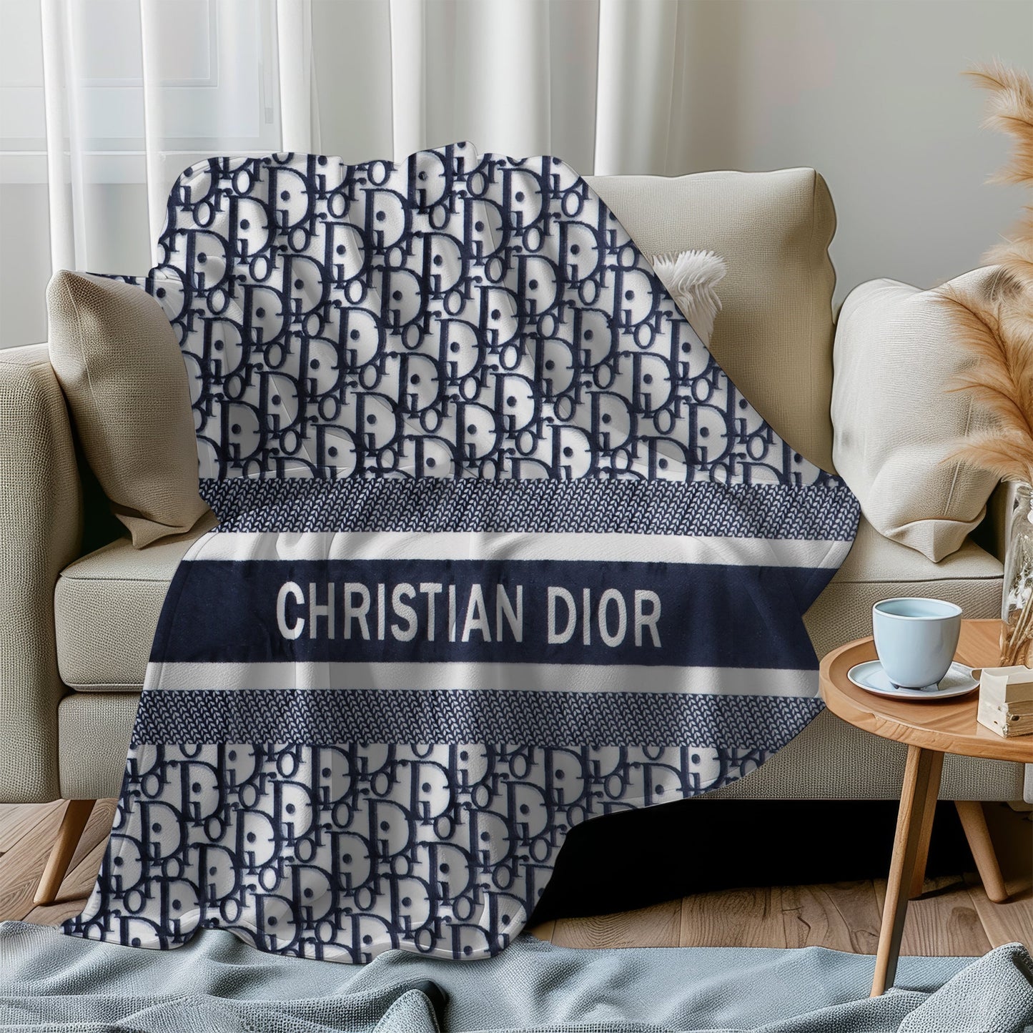 Navy Monogram Blanket