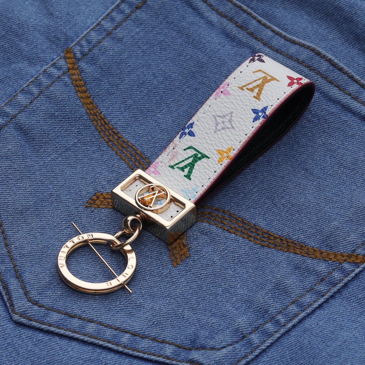 Ivory Bloom Multicolour Loop Keychain