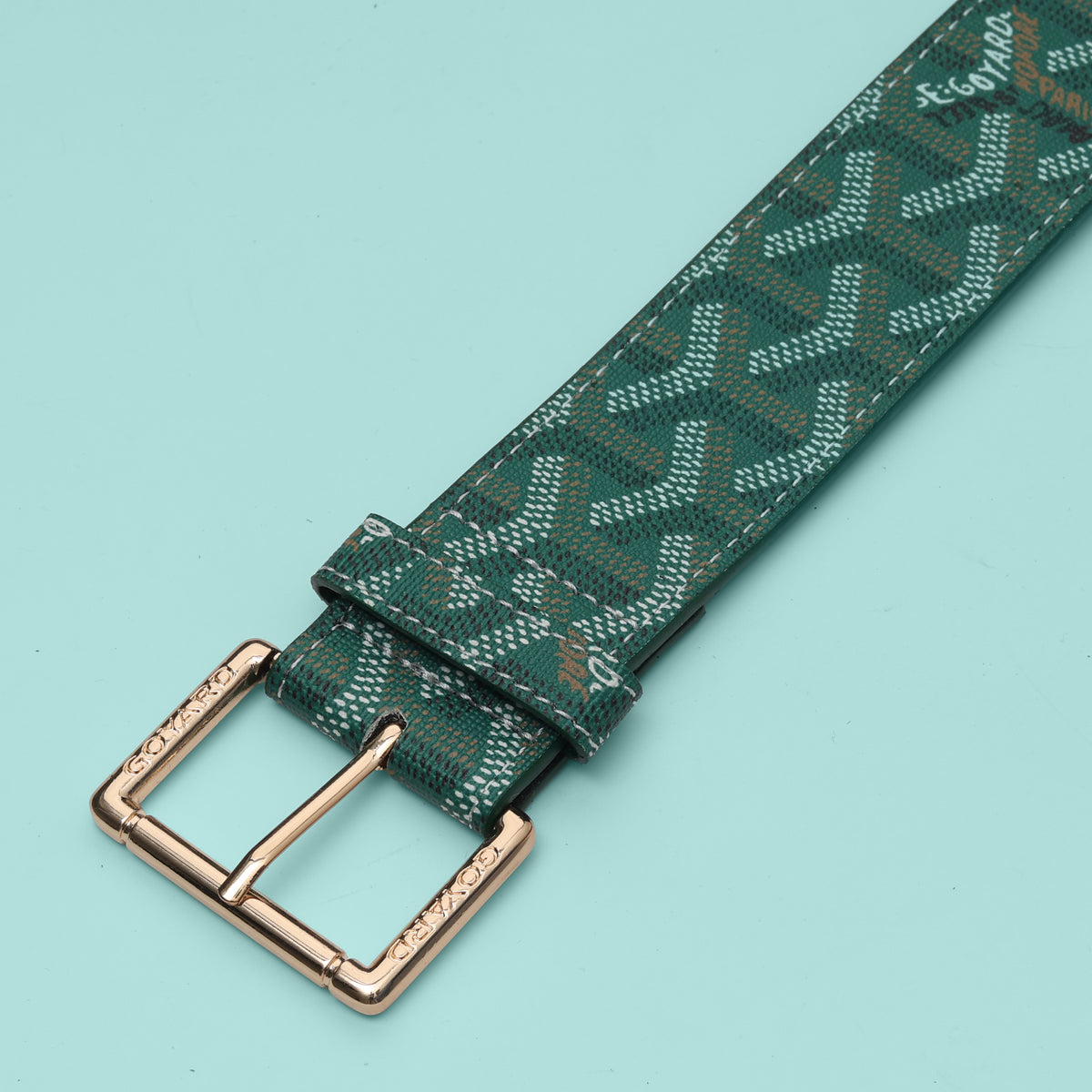 Emerald Mosaic Gold Buckle Belt