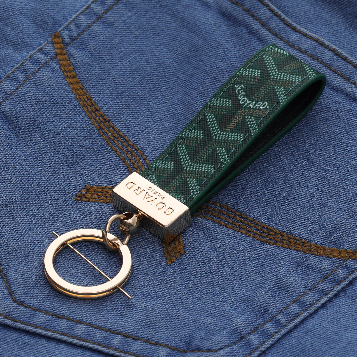 Emerald Mosaic Signature Strap Keychain