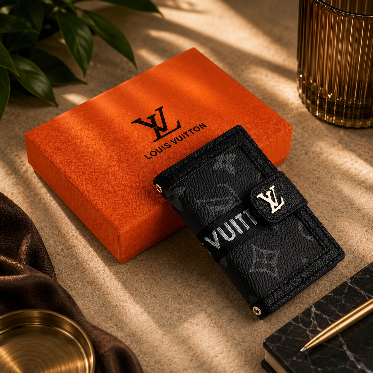 Midnight Monogram Money Clip Wallet