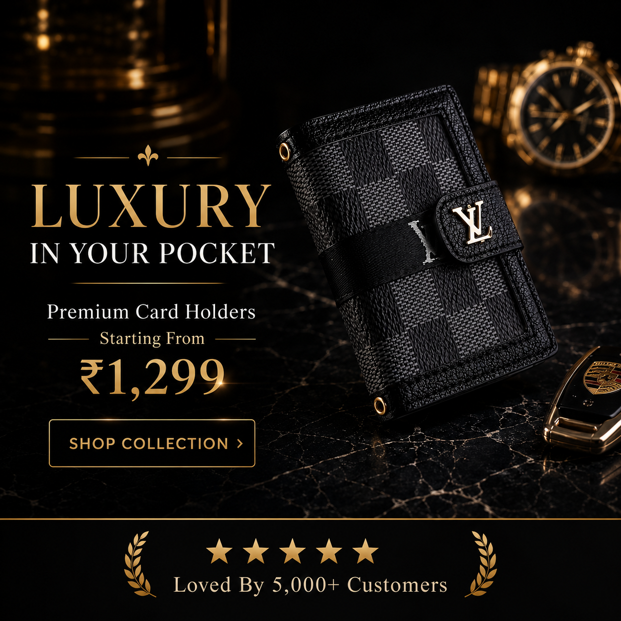 Checkered Premium Clip Wallet