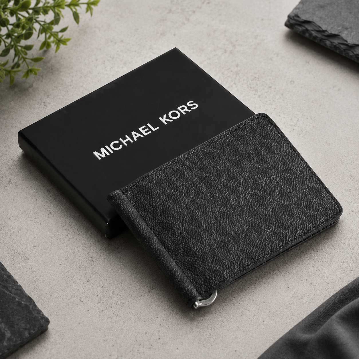Slate  Dark Textured Clip Wallet